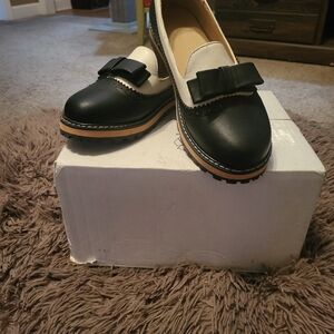 Black and White Women's Loafers